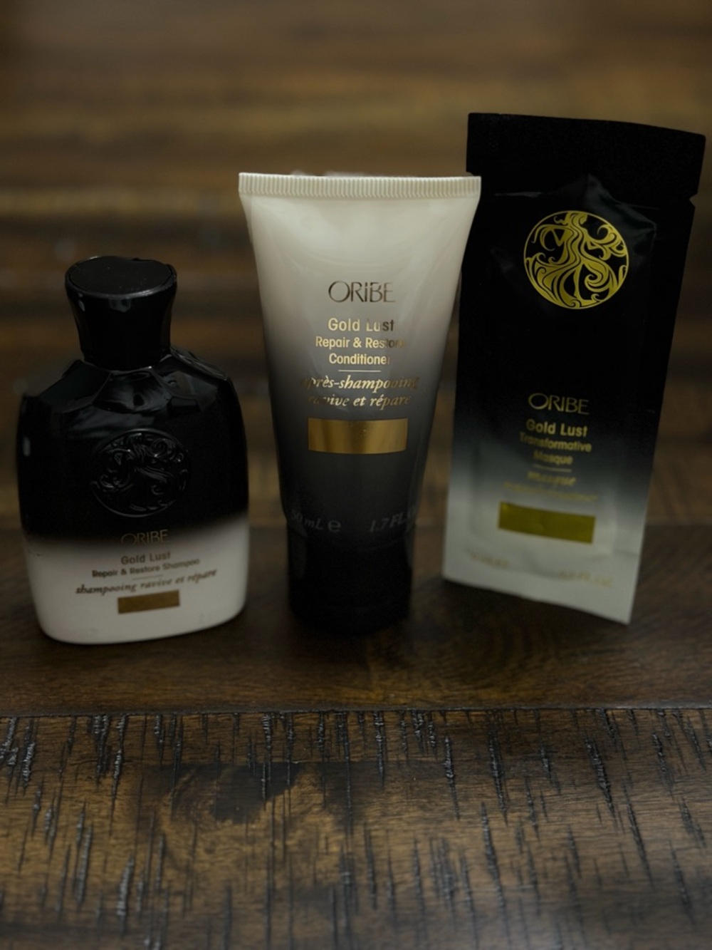 Oribe Gold Lust Repair & Restore Mini Shampoo & Conditioner & 3 pk Mask